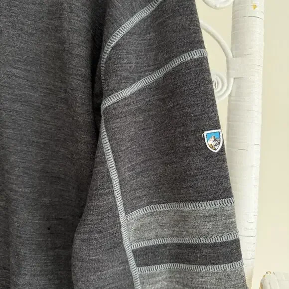 Kuhl Team Merino Wool Quarter Zip Pullover Sweater XL Mens Grey Hiking Gorpcore - Picture 4 of 10